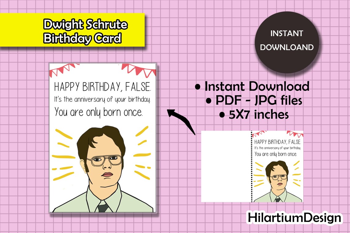 Dwight Schrute Birthday Card | Instant Download Birthday Card | Print ...