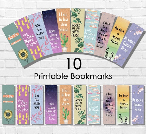 Printable Bookmarks Template Printable Bookmarks Set Etsy