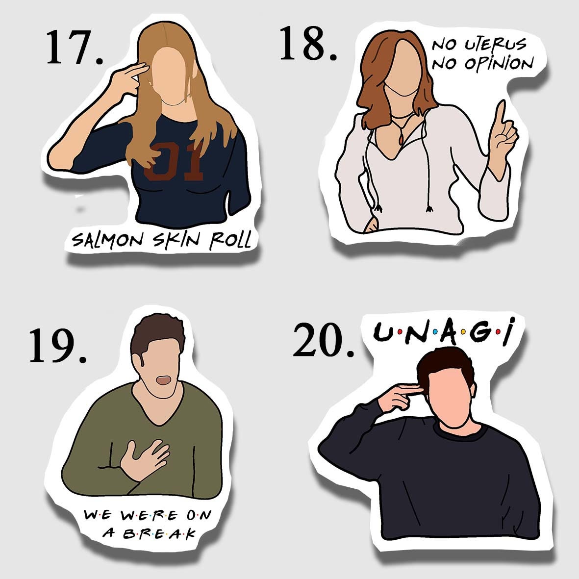 Friends Sticker Pack Decal Stickers for Laptop, . Friends TV Show Stickers,  Ross, Rachel, Joey, Chandler, Phoebe, Chandler -  Israel