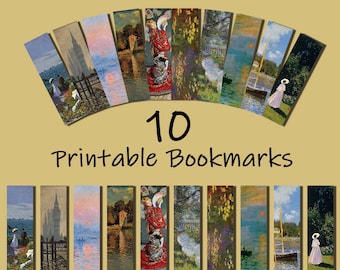 Printable Bookmarks , Printable Monet Bookmarks Set, bookmarks, Digital Bookmark , Printable, Downloadable