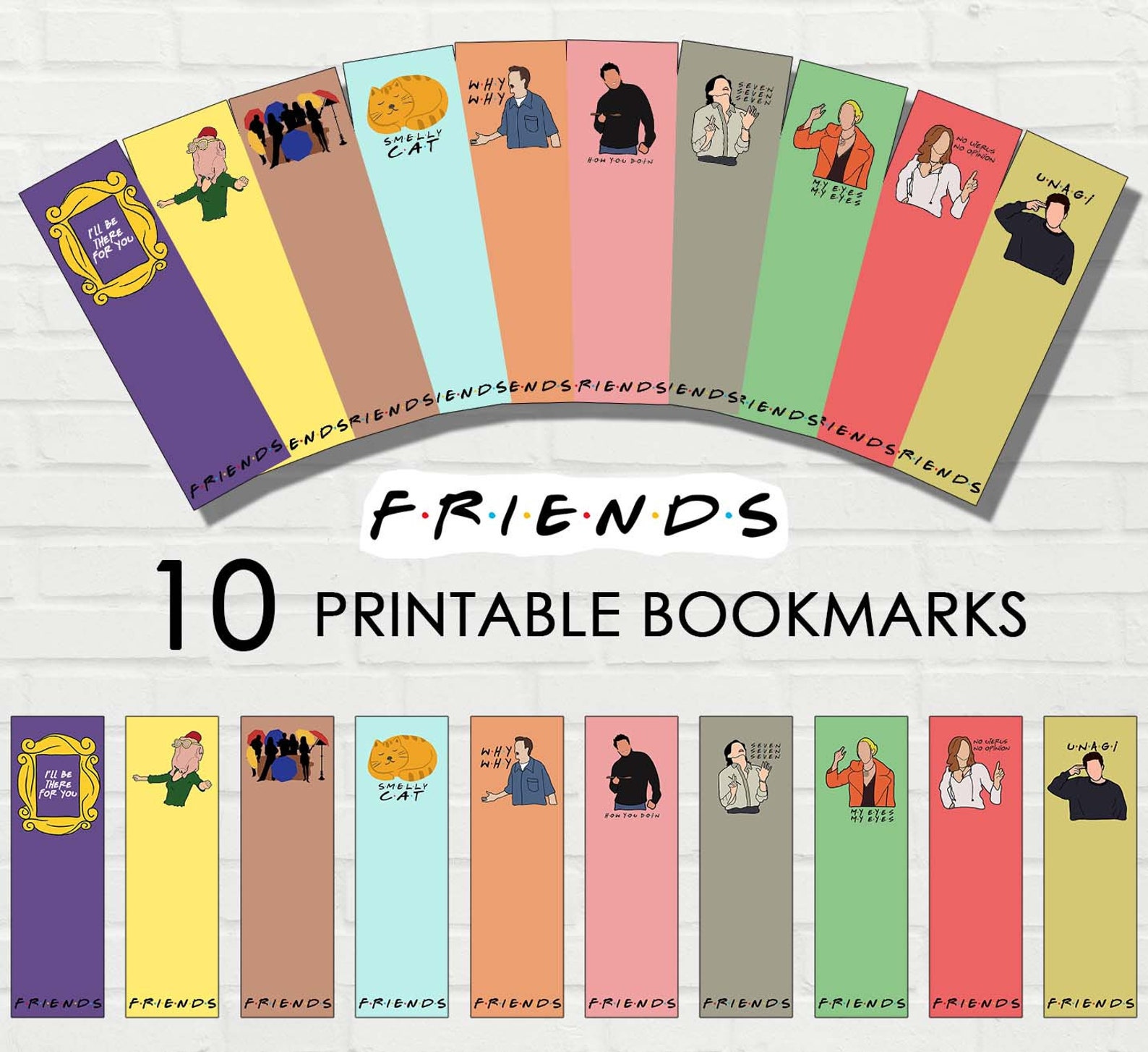 Printable Bookmarks Set , Friends Bookmarks , Digital Bookmark ...