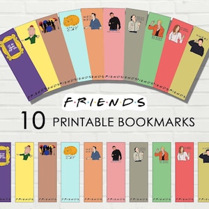 Printable Bookmarks Set , Friends Bookmarks , Digital Bookmark , Printable, Tv Series | Chandler | Monica | Phoebe | Joey | Ross | Rachel