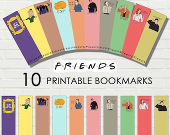 Printable Bookmarks Set , Friends Bookmarks , Digital Bookmark , Printable, Tv Series | Chandler | Monica | Phoebe | Joey | Ross | Rachel