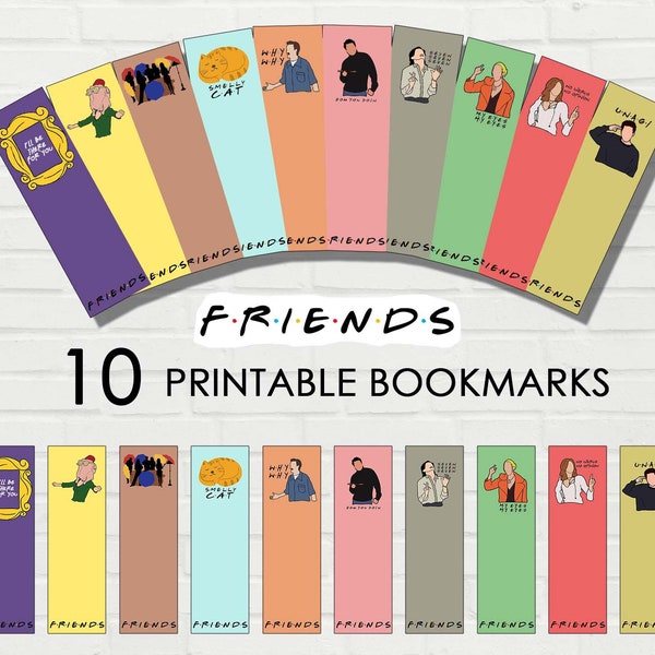 Printable Bookmarks Set , Friends Bookmarks , Digital Bookmark , Printable, Tv Series | Chandler | Monica | Phoebe | Joey | Ross | Rachel