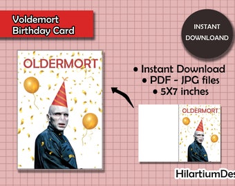 Funny Voldemort 'Oldermort' Birthday Card (PDF, JPG)