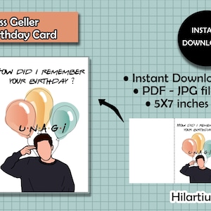 Ross Geller Friends Geburtstagskarte | Sofort Download Geburtstagskarte | Druck zu Hause | Lustiger Geburtstag | Druckbar | PDF | Last Minute Karte