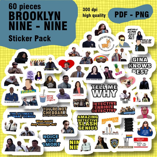 Brooklyn 99 Inspired Stickers | TV Show Sticker Pack | Printable Sticker | Phone | Laptop | Notebook | Gift