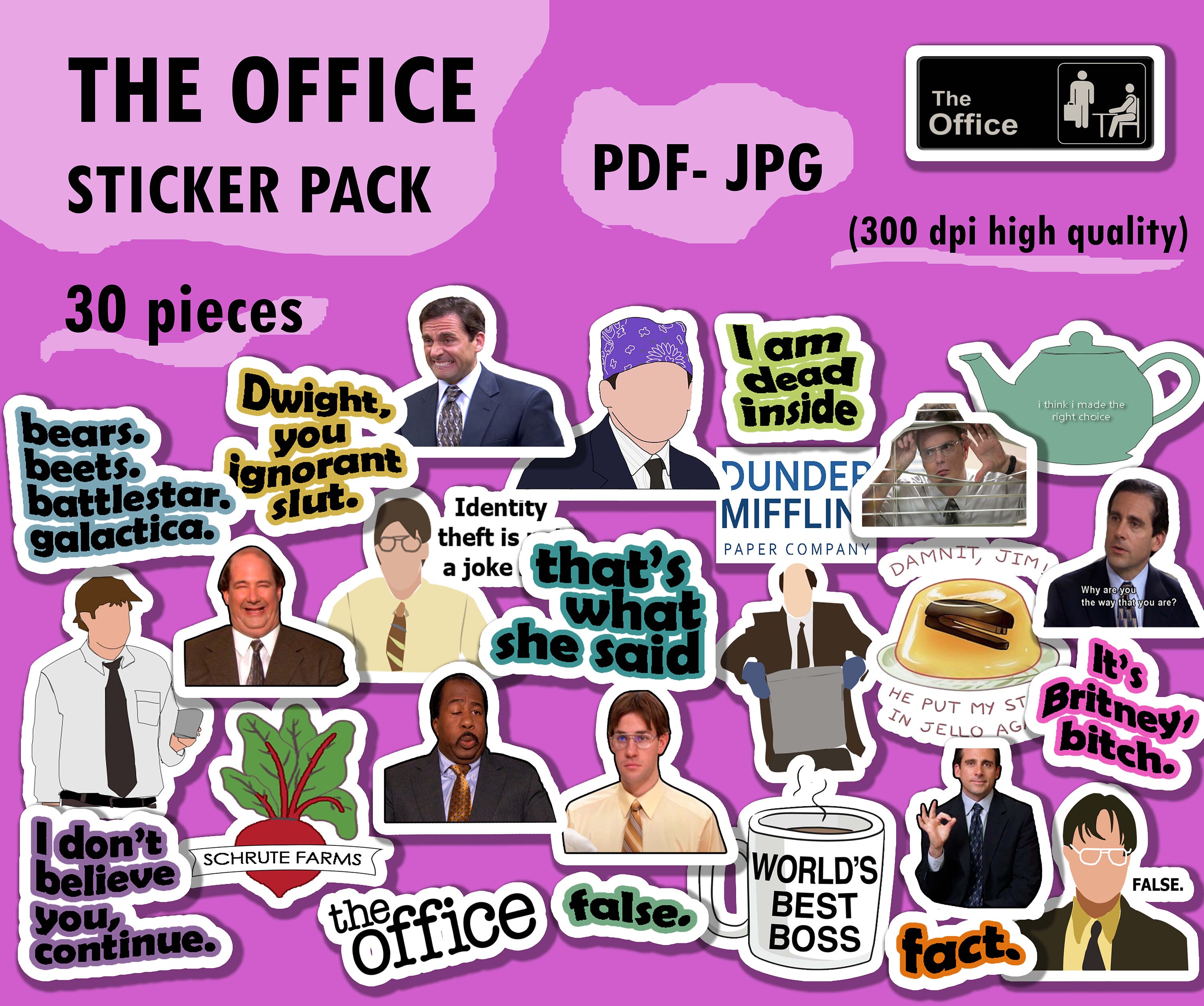 The Office TV Show Sticker Pack Printable Sticker Inspired Etsy