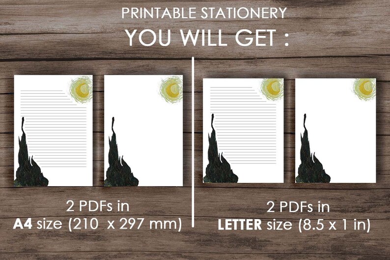 Van Gogh Printable Stationery Paper / Starry Night Printable - Etsy