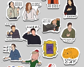 Friends TV Show Sticker Pack | Ross Rachael Chandler Monica Phoebe Joey | Printable Sticker |  Inspired Sticker | Laptop Sticker Set