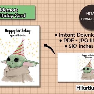 Carte d'anniversaire bébé Yoda | Carte d'anniversaire à téléchargement instantané | Imprimer à la maison | Anniversaire drôle | Imprimable | PDF | Carte dernière minute