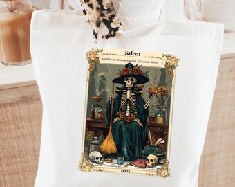 Skeleton Witch Tarot Card PNG, Salem Apothecary Witch Clipart, Gothic Halloween Digital Art, Witchy Skeleton Tarot, Spooky PNG Download