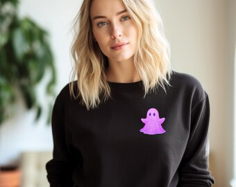 Retro Neon Disco Ghost PNG – Cute Coquette Halloween Boo Sublimation, Glitter Ghost Clipart, Spooky Season Preppy Fall Shirt Design