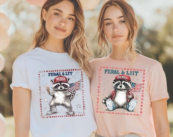 Feral 4th of July Raccoon PNG, Red White And Feral png, Funny Raccoon Shirt PNG, Funny USA Trendy 4th Of July png, Merica Sublimation Design