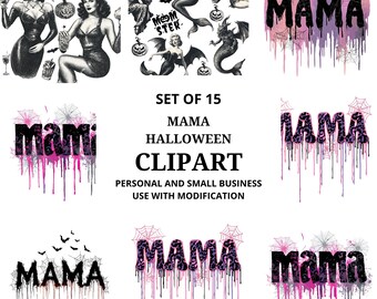 Paquete PNG de Momster, divertidas imágenes prediseñadas de Halloween para mamá, diseño de sublimación de mamá espeluznante, descarga digital para camisetas y tazas