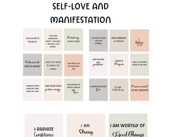 Positive Affirmation Card Set, Vision Board Printables, Cards for Law of Attraction, Manifesting Kit, Self Care Printables, DIGITAL