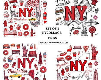PNG de viaje a Nueva York / Imágenes prediseñadas retro del horizonte de Nueva York / Descarga digital de la Gran Manzana / Diseño de camiseta de viaje de verano / Arte vintage de Nueva York