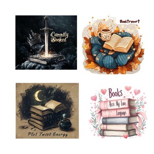 Zestaw Bookish Tumbler PNG 20oz, Romantyczny kwiatowy, Dark Academia, Cottagecore, Fantasy Throne, Book Lover Sublimation Wrap Set 2025