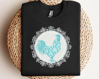 Chinoiserie Hen PNG, Farmhouse Chicken Art, Vintage Chicken Sublimation Design, DFT Download for craft, Boho design, Homestead PNG