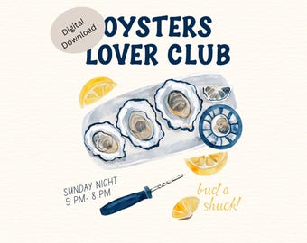 Oesters Lover Club, png PNGEgg | Ontwerp met Fisherman Core Oyster-trui | Esthetiek Cape Cod en Amalfikust | Clipart kust ronde hals