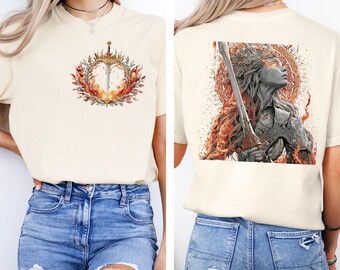Aelin Galathynius PNG, Fireheart To Whatever End Digital Download, Throne of Glass Bookish Shirt Design, Front and Back PNG FileFanArt