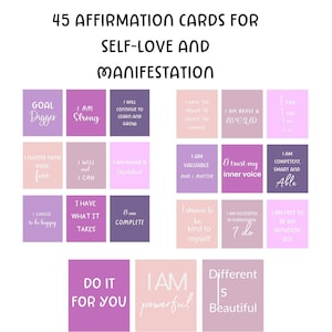Positive Affirmation Card Set, Vision Board Printables, Cards for Law of Attraction, Manifesting Kit, Self Care Printables, DIGITAL