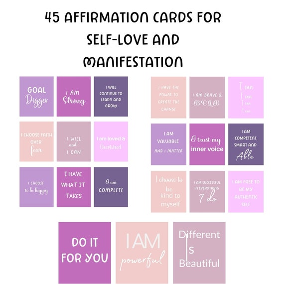 Positive Affirmation Card Set Vision Board Printables Cards | Etsy