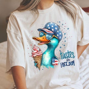 Tastes Like Freedom PNG, Funny Duck Digital Download, Duck Hunting Sublimation PNG, 4th of July Duck Patriotic Sublimation png