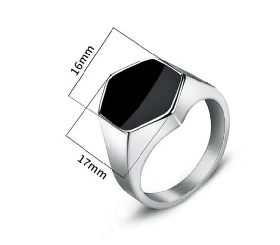 Stainless Steel Men's Women's Ring Black Stone Style Stainless Steel Men's Women's Ring Black Stone Style