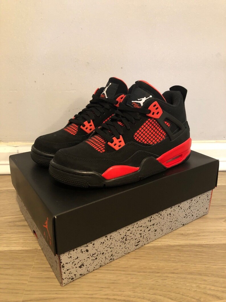Air Jordan 4 Retro GS Red Thunder 408452-016 Sz 6 - Etsy