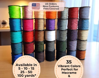 2mm Nylon Paracord: Thin Single Core Macrame Cord - 35 Colors