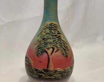 Hand Painted Glass Vessel