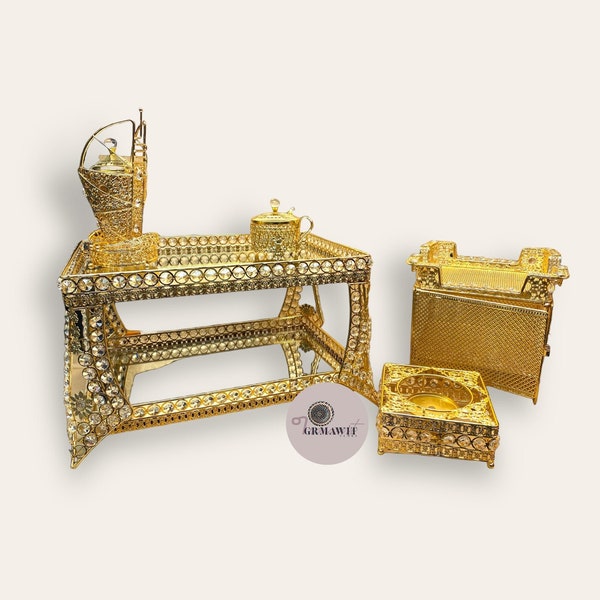 Ethiopian Traditional Coffee Table Set | Golden