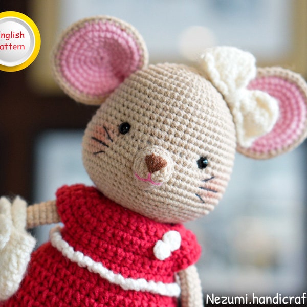 Zumi the vole, Amigurumi crochet pdf pattern, English pattern