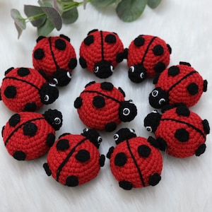 Coccinellidae red 3 inch &quot;bo rua&quot; ladybug handmade crochet gift decor keychain vietnam