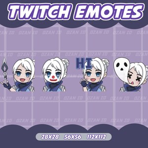 Jett Valorant Twitch Emotes Pack (Smile, Clown, HI, Dead), Twitch Emotes For Streamer, Twitch and Discord Emotes Bundle, Valorant Emotes