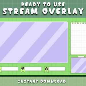 Twitch Overlay / Vintage Pastel Green Aesthetic / Stream Graphics Kawaii / Cute Retro / Just Chatting