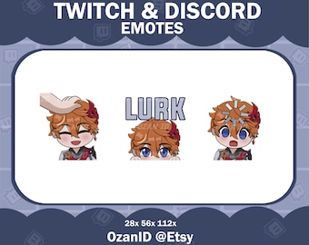Childe Tartaglia Emote Set, Kawaii Twitch Discord Emotes (Digital Download)