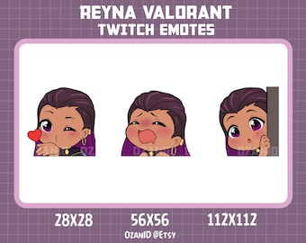 Reyna Valorant Twitch Emotes Bundle, Twitch Emotes For Streamer, Twitch and Discord Emotes, Valorant Emotes (Kiss, Gasm, Lurk)