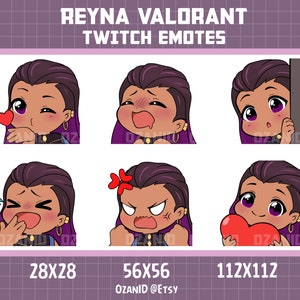 Reyna Valorant Twitch Emotes-bundel, Reyna Valorant Emotes-pakket, Twitch Emotes voor Streamer, Twitch en Discord Emotes, Valorant Emotes