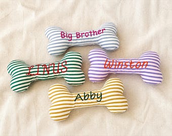 Personalized Bone Pet Toy, Custom Embroidered Dog toy, Pet Name toys, Gift for Pet Owner, New Puppy Gift, Gift for Dog Mom, Birthday gift
