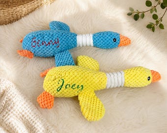 Personalized Goose Dog Toy, Custom Embroidered Pet Name Plush, Gift for Dog Owner, New Puppy Gift, Gift for Dog Mom, Birthday Gift