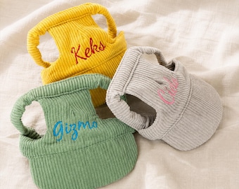 Personalized Corduroy Dog Hat, Custom Embroidered Pet Baseball Cap, Pet Name Sun Visor, Gift for Dog Mom, New Puppy Gift, Christmas Gift