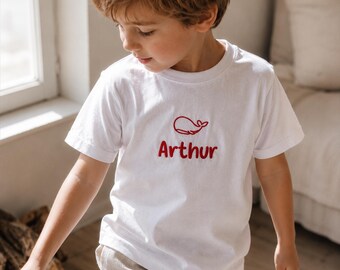Personalized Toddler Name Shirt, Custom Embroidered Toddler Tee, 4T 5T Kids Outfit, Coastal Summer Boy Shirt, Birthday Gift for Kids
