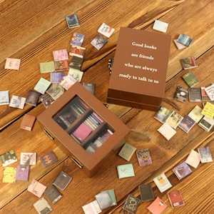 Brown & Blue Personalized Pocket Edition Anxiety Bookcase | Study Decoration | MINI bookcase | Best Friend Gift | Book Lover Gift