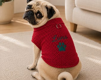Personalized Half-Zip Fleece Pet Jacket, Custom Name Embroidered Holiday Sweatshirt, Pet Clothing, Dog Cat Sweater, Gift for Pet Owner