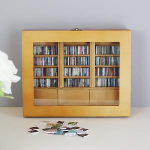 Personalized Anxiety Bookshelf, Miniature Library Display Cabinet with Mini Books | Stress Relief Decor | Book Lover Gift | Study Decoration