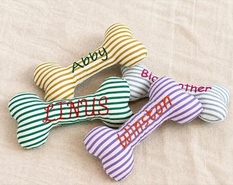 Personalized Bone Pet Toy, Custom Embroidered Dog toy, Pet Name toys, Gift for Pet Owner, New Puppy Gift, Gift for Dog Mom, Birthday gift