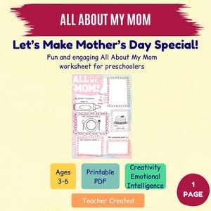 All About My Mom Coloring Page - Printable Mother&#39;s Day Gift - Fill in the Blank - Coloring Page - Download PDF