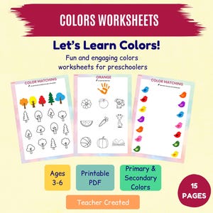 Learning Colors Worksheets - Printable Color Activities for Preschool - Coloring Pages - Download PDF